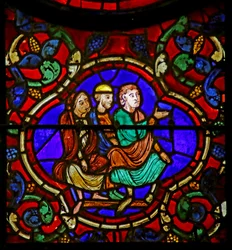 Espectadores, escena de la Vida de San Martín, Catedral de Chartres